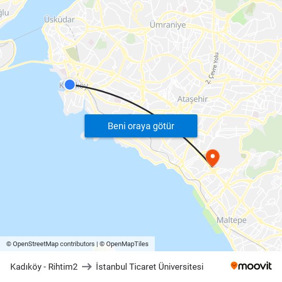 Kadıköy - Rihtim2 to İstanbul Ticaret Üniversitesi map