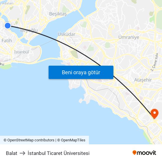 Balat to İstanbul Ticaret Üniversitesi map