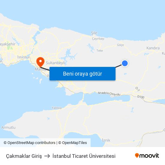 Çakmaklar Giriş to İstanbul Ticaret Üniversitesi map