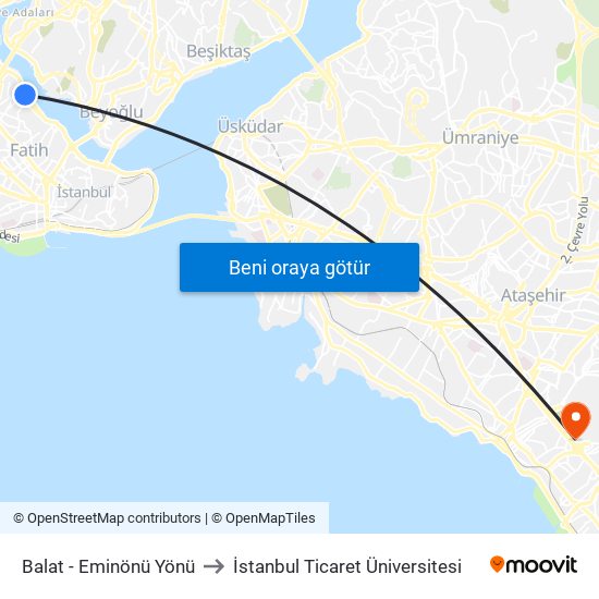 Balat - Eminönü Yönü to İstanbul Ticaret Üniversitesi map