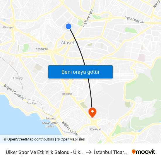 Ülker Spor Ve Etkinlik Salonu - Ülker Spor Etkinlik Salonu Yönü to İstanbul Ticaret Üniversitesi map