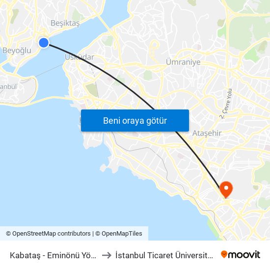 Kabataş - Eminönü Yönü to İstanbul Ticaret Üniversitesi map