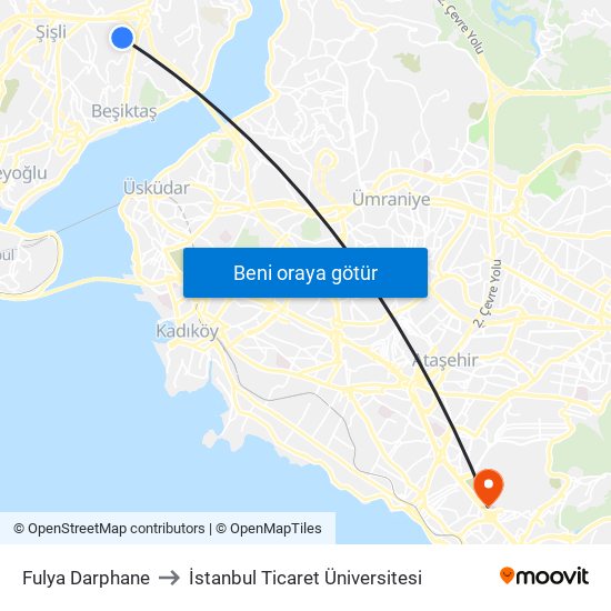 Fulya Darphane to İstanbul Ticaret Üniversitesi map