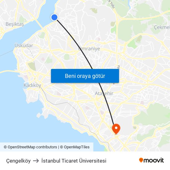 Çengelköy to İstanbul Ticaret Üniversitesi map