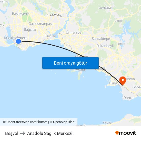 Beşyol to Anadolu Sağlık Merkezi map