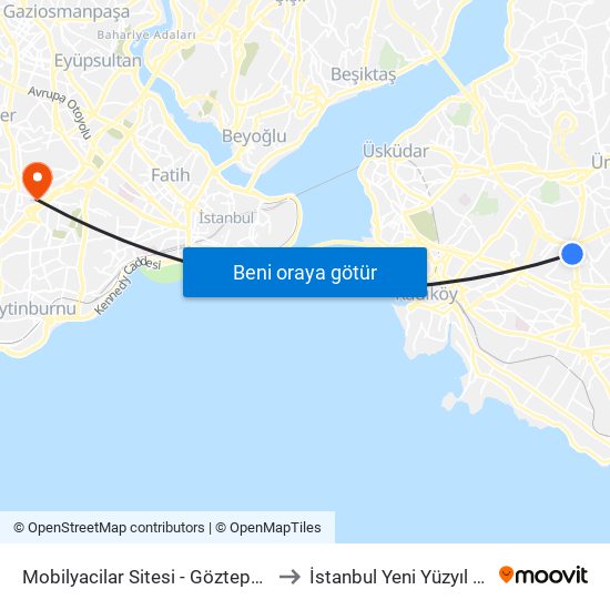 Mobilyacilar Sitesi - Göztepe Köprüsü Yönü to İstanbul Yeni Yüzyıl Üniversitesi map