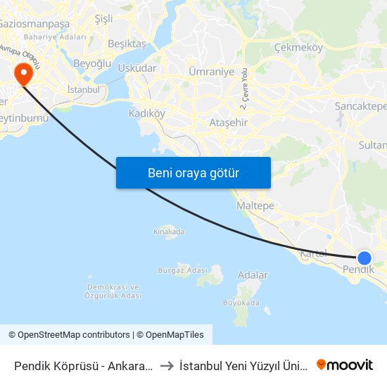 Pendik Köprüsü  - Ankara Cd Yönü to İstanbul Yeni Yüzyıl Üniversitesi map