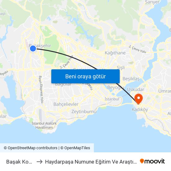 Başak Konutları to Haydarpaşa Numune Eğitim Ve Araştırma Hastanesi map