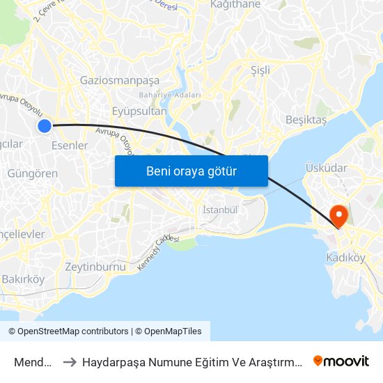 Menderes to Haydarpaşa Numune Eğitim Ve Araştırma Hastanesi map