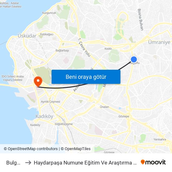 Bulgurlu to Haydarpaşa Numune Eğitim Ve Araştırma Hastanesi map