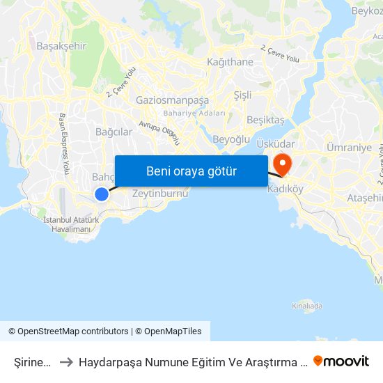 Şirinevler to Haydarpaşa Numune Eğitim Ve Araştırma Hastanesi map