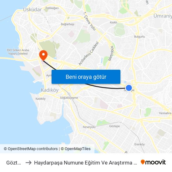 Göztepe to Haydarpaşa Numune Eğitim Ve Araştırma Hastanesi map