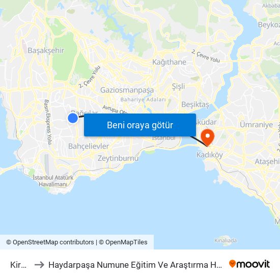 Kirazlı to Haydarpaşa Numune Eğitim Ve Araştırma Hastanesi map