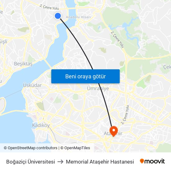 Boğaziçi Üniversitesi to Memorial Ataşehir Hastanesi map