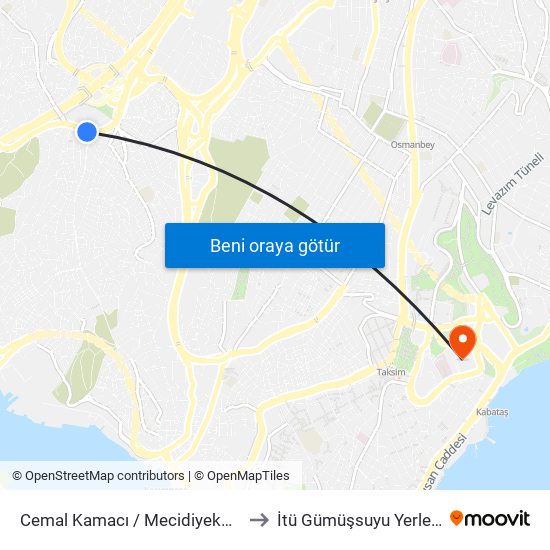 Cemal Kamacı / Mecidiyeköy Yönü to İtü Gümüşsuyu Yerleşkesi map