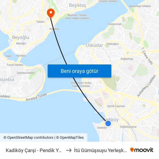 Kadiköy Çarşi - Pendik Yönü to İtü Gümüşsuyu Yerleşkesi map
