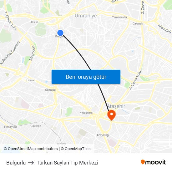 Bulgurlu to Türkan Saylan Tıp Merkezi map