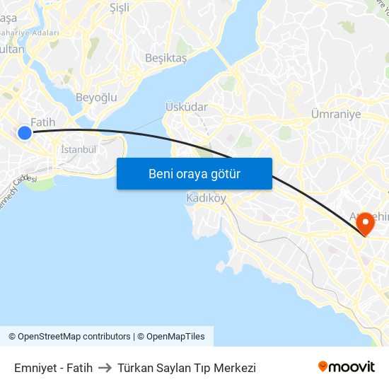 Emniyet - Fatih to Türkan Saylan Tıp Merkezi map