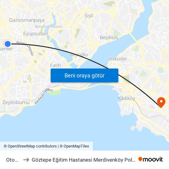 Otogar to Göztepe Eğitim Hastanesi Merdivenköy Polikliniği map