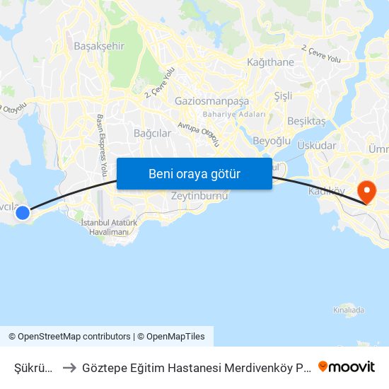 Şükrübey to Göztepe Eğitim Hastanesi Merdivenköy Polikliniği map