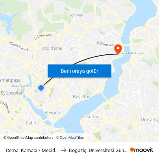 Cemal Kamacı / Mecidiyeköy Yönü to Boğaziçi Üniversitesi Güney Yerleşkesi map