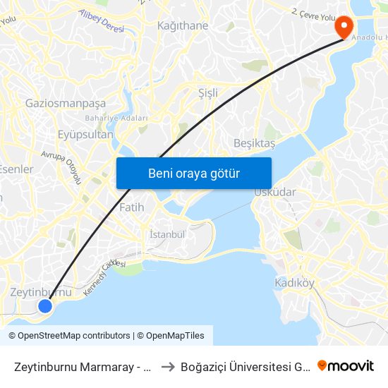 Zeytinburnu Marmaray - Kazliçeşme Yönü to Boğaziçi Üniversitesi Güney Yerleşkesi map