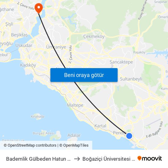 Bademlik Gülbeden Hatun Camii / Kadıköy Yönü to Boğaziçi Üniversitesi Güney Yerleşkesi map