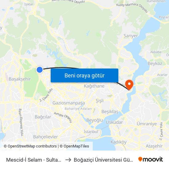 Mescid-İ Selam - Sultançiftliği Yönü to Boğaziçi Üniversitesi Güney Yerleşkesi map