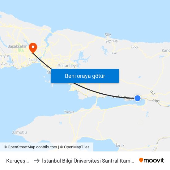 Kuruçeşme to İstanbul Bilgi Üniversitesi Santral Kampüsü map