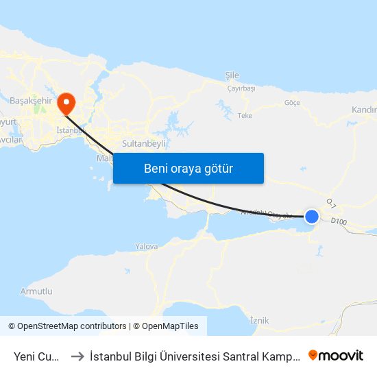 Yeni Cuma to İstanbul Bilgi Üniversitesi Santral Kampüsü map