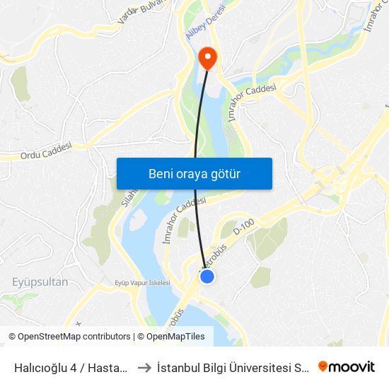 Halıcıoğlu 4 / Hastane Yolu Yönü to İstanbul Bilgi Üniversitesi Santral Kampüsü map