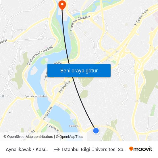 Aynalıkavak / Kasımpaşa Yönü to İstanbul Bilgi Üniversitesi Santral Kampüsü map