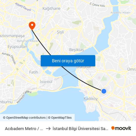 Acıbadem Metro  / Tuzla Yönü to İstanbul Bilgi Üniversitesi Santral Kampüsü map