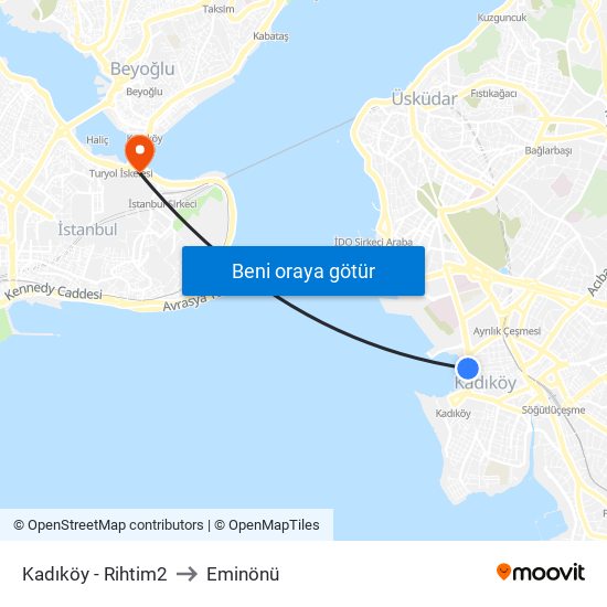 Kadıköy - Rihtim2 to Eminönü map