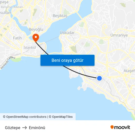 Göztepe to Eminönü map