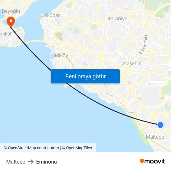 Maltepe to Eminönü map