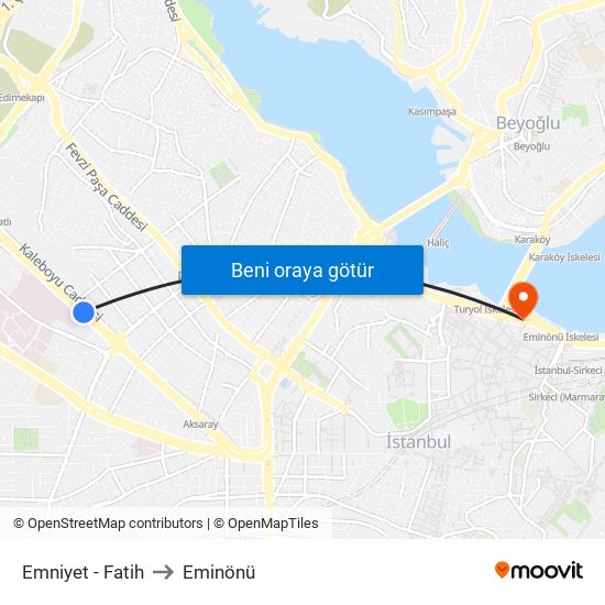 Emniyet - Fatih to Eminönü map