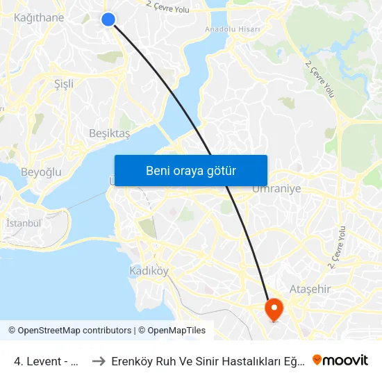 4. Levent - Maslak Yönü to Erenköy Ruh Ve Sinir Hastalıkları Eğitim Ve Araştırma Hastanesi map