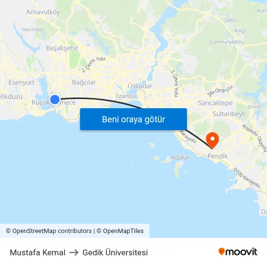 Mustafa Kemal to Gedik Üniversitesi map