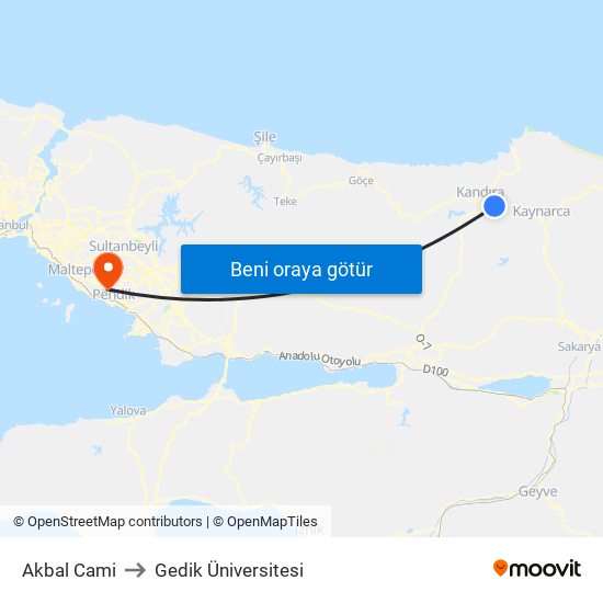Akbal Cami to Gedik Üniversitesi map
