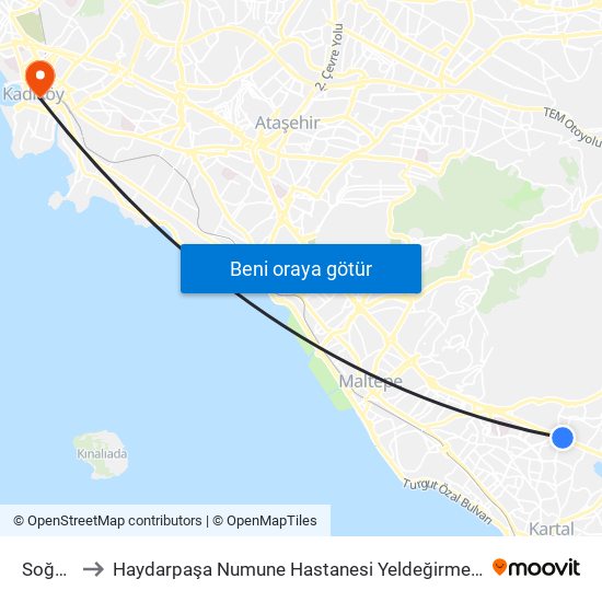 Soğanlık to Haydarpaşa Numune Hastanesi Yeldeğirmeni Semt Polikliniği map