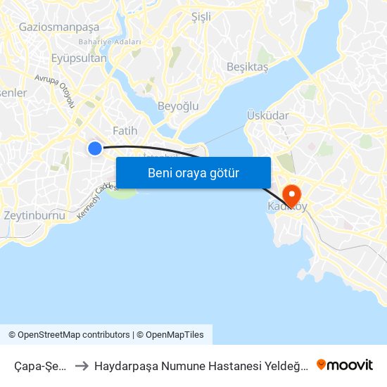 Çapa-Şehremini to Haydarpaşa Numune Hastanesi Yeldeğirmeni Semt Polikliniği map