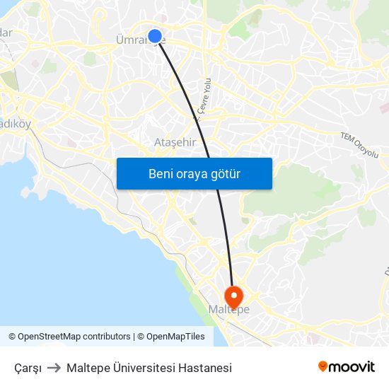 Çarşı to Maltepe Üniversitesi Hastanesi map