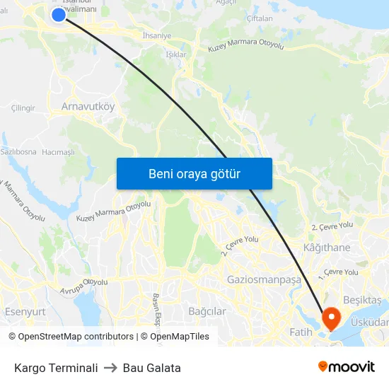 Kargo Terminali to Bau Galata map