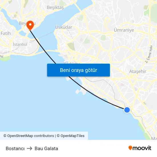 Bostancı to Bau Galata map
