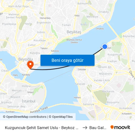Kuzguncuk-Şehit Samet Uslu - Beykoz Yönü to Bau Galata map