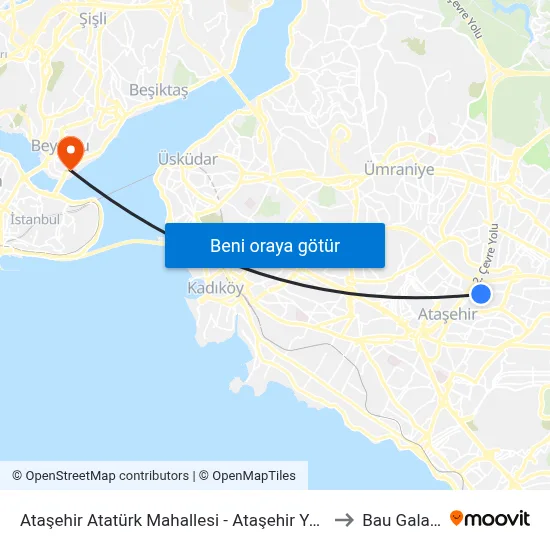 Ataşehir Atatürk Mahallesi - Ataşehir Yönü to Bau Galata map