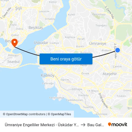 Ümraniye Engelliler Merkezi - Üsküdar Yönü to Bau Galata map