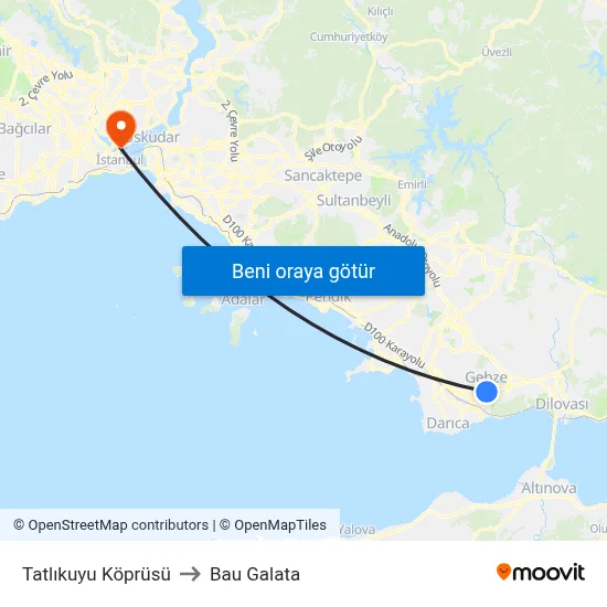 Tatlıkuyu Köprüsü to Bau Galata map