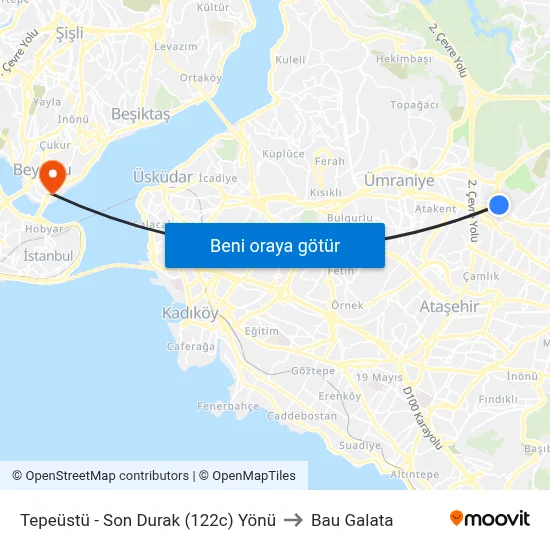 Tepeüstü - Son Durak (122c) Yönü to Bau Galata map
